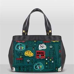 Seamless-pattern-hand-drawn-with-vehicles-buildings-road Oversize Office Handbag by uniart180623