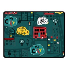 Seamless-pattern-hand-drawn-with-vehicles-buildings-road Fleece Blanket (small) by uniart180623