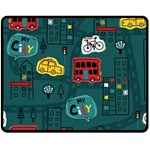 Seamless-pattern-hand-drawn-with-vehicles-buildings-road Two Sides Fleece Blanket (Medium) 58.8 x47.4  Blanket Front