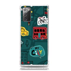 Seamless-pattern-hand-drawn-with-vehicles-buildings-road Samsung Galaxy Note 20 Tpu Uv Case by uniart180623