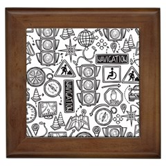 Navigation-seamless-pattern Framed Tile by uniart180623