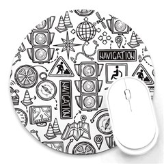 Navigation-seamless-pattern Round Mousepad by uniart180623