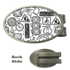 Navigation-seamless-pattern Money Clips (oval)  by uniart180623