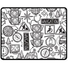 Navigation-seamless-pattern Fleece Blanket (medium) by uniart180623