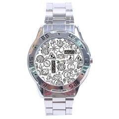 Navigation-seamless-pattern Stainless Steel Analogue Watch by uniart180623