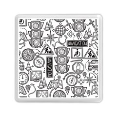 Navigation-seamless-pattern Memory Card Reader (square) by uniart180623