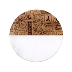 Navigation-seamless-pattern Classic Marble Wood Coaster (round)  by uniart180623