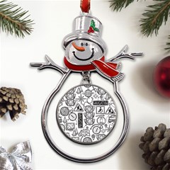 Navigation-seamless-pattern Metal Snowman Ornament