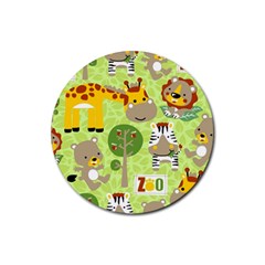 Funny-animals-cartoon Rubber Round Coaster (4 Pack)