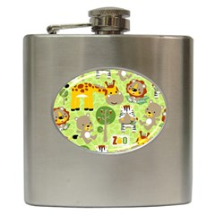 Funny-animals-cartoon Hip Flask (6 Oz) by uniart180623