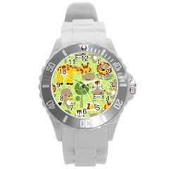 Funny-animals-cartoon Round Plastic Sport Watch (l) by uniart180623