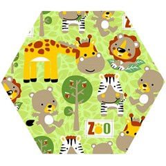 Funny-animals-cartoon Wooden Puzzle Hexagon by uniart180623