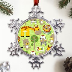 Funny-animals-cartoon Metal Large Snowflake Ornament by uniart180623