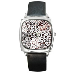 Mix-animal-skin-prints-seamless-pattern-vector Square Metal Watch by uniart180623