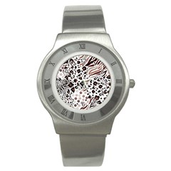 Mix-animal-skin-prints-seamless-pattern-vector Stainless Steel Watch by uniart180623