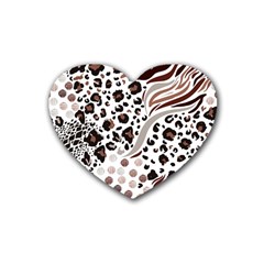 Mix-animal-skin-prints-seamless-pattern-vector Rubber Heart Coaster (4 Pack) by uniart180623