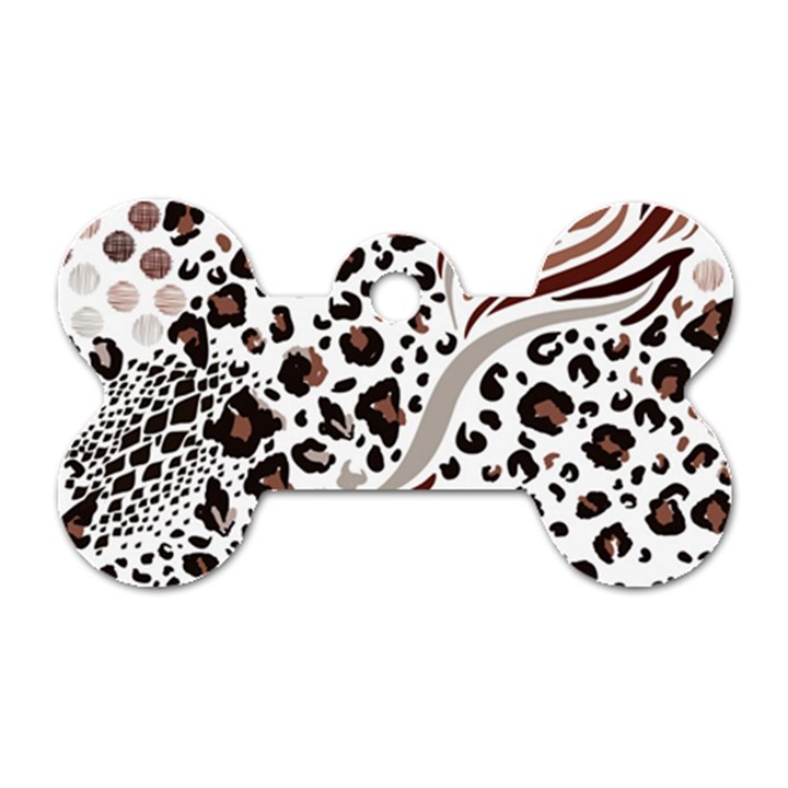 Mix-animal-skin-prints-seamless-pattern-vector Dog Tag Bone (Two Sides)