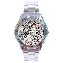 Mix-animal-skin-prints-seamless-pattern-vector Stainless Steel Analogue Watch by uniart180623