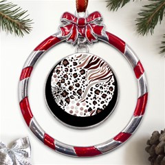 Mix-animal-skin-prints-seamless-pattern-vector Metal Red Ribbon Round Ornament