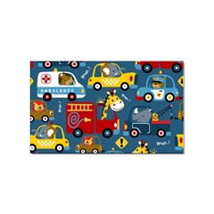 Seamless-pattern-vehicles-cartoon-with-funny-drivers Sticker Rectangular (10 Pack) by uniart180623