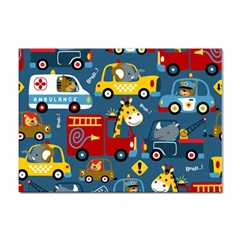 Seamless-pattern-vehicles-cartoon-with-funny-drivers Sticker A4 (100 Pack) by uniart180623