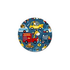 Seamless-pattern-vehicles-cartoon-with-funny-drivers Golf Ball Marker (4 Pack) by uniart180623