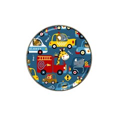 Seamless-pattern-vehicles-cartoon-with-funny-drivers Hat Clip Ball Marker (10 Pack) by uniart180623