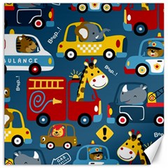 Seamless-pattern-vehicles-cartoon-with-funny-drivers Canvas 12  X 12  by uniart180623