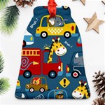 Seamless-pattern-vehicles-cartoon-with-funny-drivers Bell Ornament (Two Sides) Front