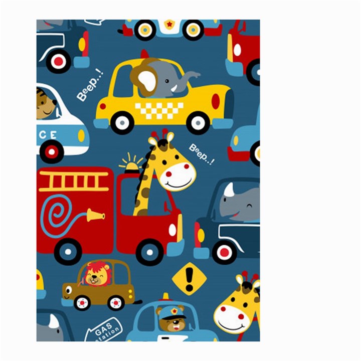 Seamless-pattern-vehicles-cartoon-with-funny-drivers Small Garden Flag (Two Sides)