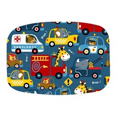 Seamless-pattern-vehicles-cartoon-with-funny-drivers Mini Square Pill Box by uniart180623