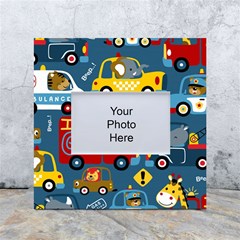 Seamless-pattern-vehicles-cartoon-with-funny-drivers White Box Photo Frame 4  X 6  by uniart180623