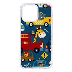 Seamless-pattern-vehicles-cartoon-with-funny-drivers Iphone 14 Pro Max Tpu Uv Print Case by uniart180623