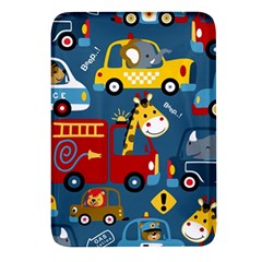 Seamless-pattern-vehicles-cartoon-with-funny-drivers Rectangular Glass Fridge Magnet (4 Pack)