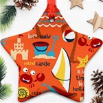 Seamless-pattern-vector-beach-holiday-theme-set Star Ornament (Two Sides) Front