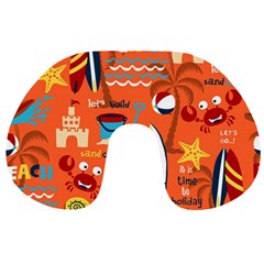 Seamless-pattern-vector-beach-holiday-theme-set Travel Neck Pillow by uniart180623