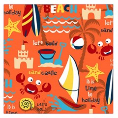 Seamless-pattern-vector-beach-holiday-theme-set Square Satin Scarf (36  X 36 ) by uniart180623