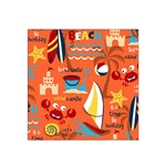 Seamless-pattern-vector-beach-holiday-theme-set Satin Bandana Scarf 22  x 22  Front