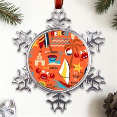 Seamless-pattern-vector-beach-holiday-theme-set Metal Large Snowflake Ornament by uniart180623