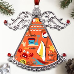 Seamless-pattern-vector-beach-holiday-theme-set Metal Angel With Crystal Ornament