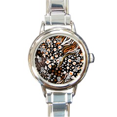 Trendy-mix-animal-skin-prints Round Italian Charm Watch