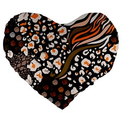 Trendy-mix-animal-skin-prints Large 19  Premium Heart Shape Cushions by uniart180623