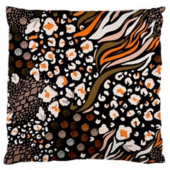 Trendy-mix-animal-skin-prints Large Premium Plush Fleece Cushion Case (one Side) by uniart180623