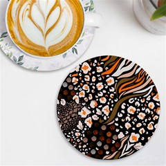 Trendy-mix-animal-skin-prints Uv Print Round Tile Coaster by uniart180623