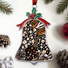 Trendy-mix-animal-skin-prints Metal Holly Leaf Bell Ornament