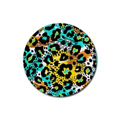 Seamless-leopard-wild-pattern-animal-print Rubber Coaster (round) by uniart180623