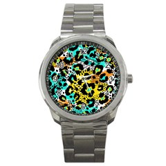 Seamless-leopard-wild-pattern-animal-print Sport Metal Watch by uniart180623