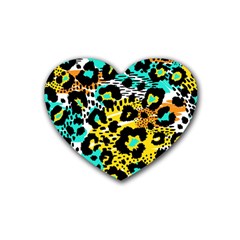 Seamless-leopard-wild-pattern-animal-print Rubber Coaster (heart) by uniart180623