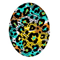 Seamless-leopard-wild-pattern-animal-print Oval Glass Fridge Magnet (4 Pack)