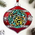 Seamless-leopard-wild-pattern-animal-print Metal Snowflake And Bell Red Ornament Front